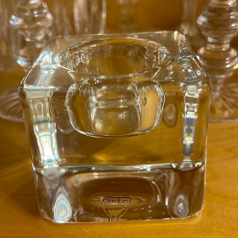 Orrefors Sweden Ice Cube Votive , candle holder